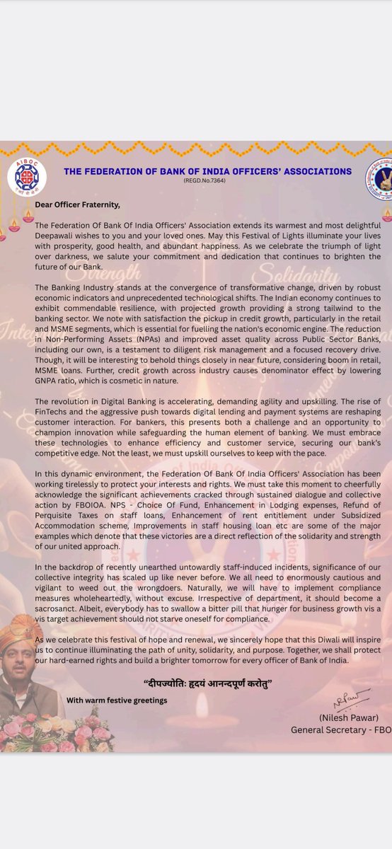 nilesh_pawar15's tweet image. On behalf of team @fboioa_india ,Wishing everyone and their family members a very Happy, Bright, and Prosperous #Diwali2025! 🪔
May the festival of lights fill your life with happiness, good health, and success, and may the coming year bring new energy, hope, and achievements in…