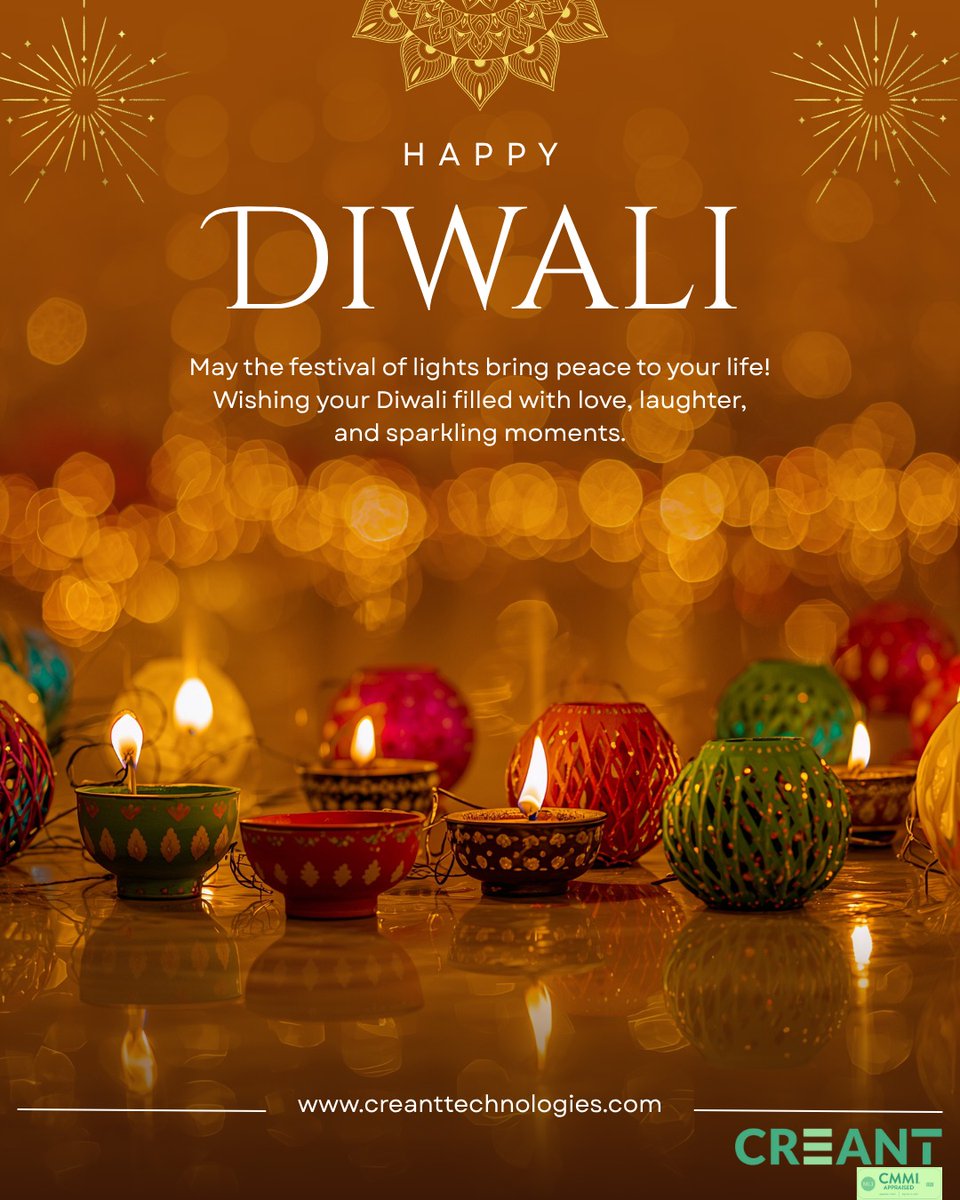 CreantTech's tweet image. Wishing everyone a Happy and Prosperous Diwali! 🪔✨
May the festival of lights brighten your lives with joy, peace, and success.
Let’s continue to spread positivity and achieve greater heights together.