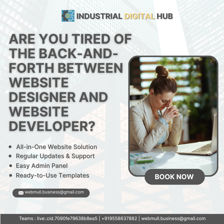 webmullDev's tweet image. 🚫 Stop juggling between a #WebDesigner & #Developer!
With Industrial Digital Hub, get design + development under one roof.
✔️ All-in-One #WebsiteSolution
✔️ SEO-Optimized
✔️ Affordable & Supportive
🎁 20–30% OFF + FREE Website Audit 
👉 industrialdigitalhub.com
#webmull #idh