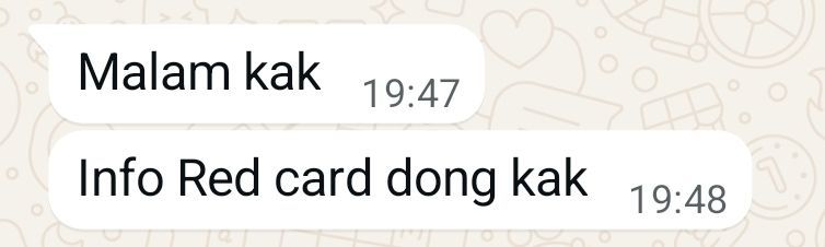 Rate. Rate card. Bukan "red card".

Rate card.

Rate = tarif.
Red = merah.

Ga makes sense "red card".

Kartu merah? Lagi maen bola?