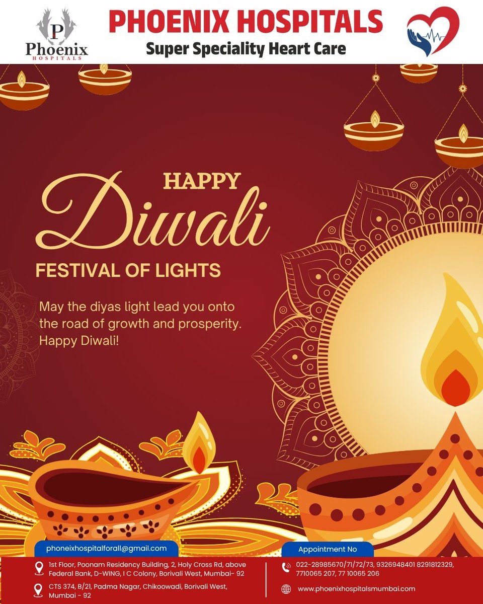 PhoenixHosp's tweet photo. May the lamps of Diwali bring brightness, prosperity, and wellness into your life. Phoenix Hospitals sends you wishes of health &amp; happiness this festive season.

#happydiwali #diwali2025 #festivaloflights #phoenixhospitals #healingwithcare #lightofhope #healthandhappiness https://t.co/1kH7h4wlVb