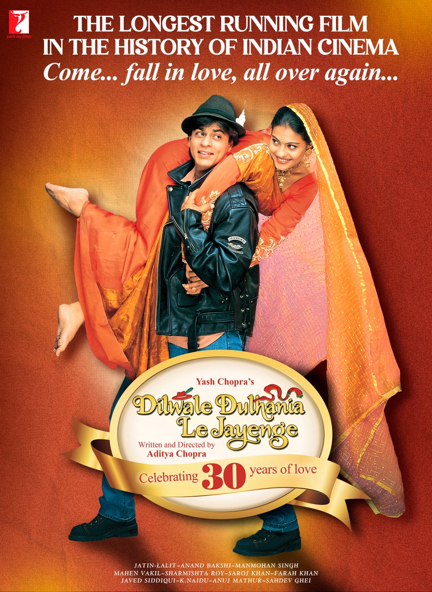 Celebrating The ICONIC  #30YearsOfDDLJ  #DilwaleDulhaniaLeJayenge 💖 #ShahRukhKhan #Kajol ❤️

Three decades. One timeless love story. 🫶💕

30 Years filled with love and gratitudes towards our loving Raj and Simran with one of the most Iconic Dialogue.❤️

"Ja simran Ja.. Jee le