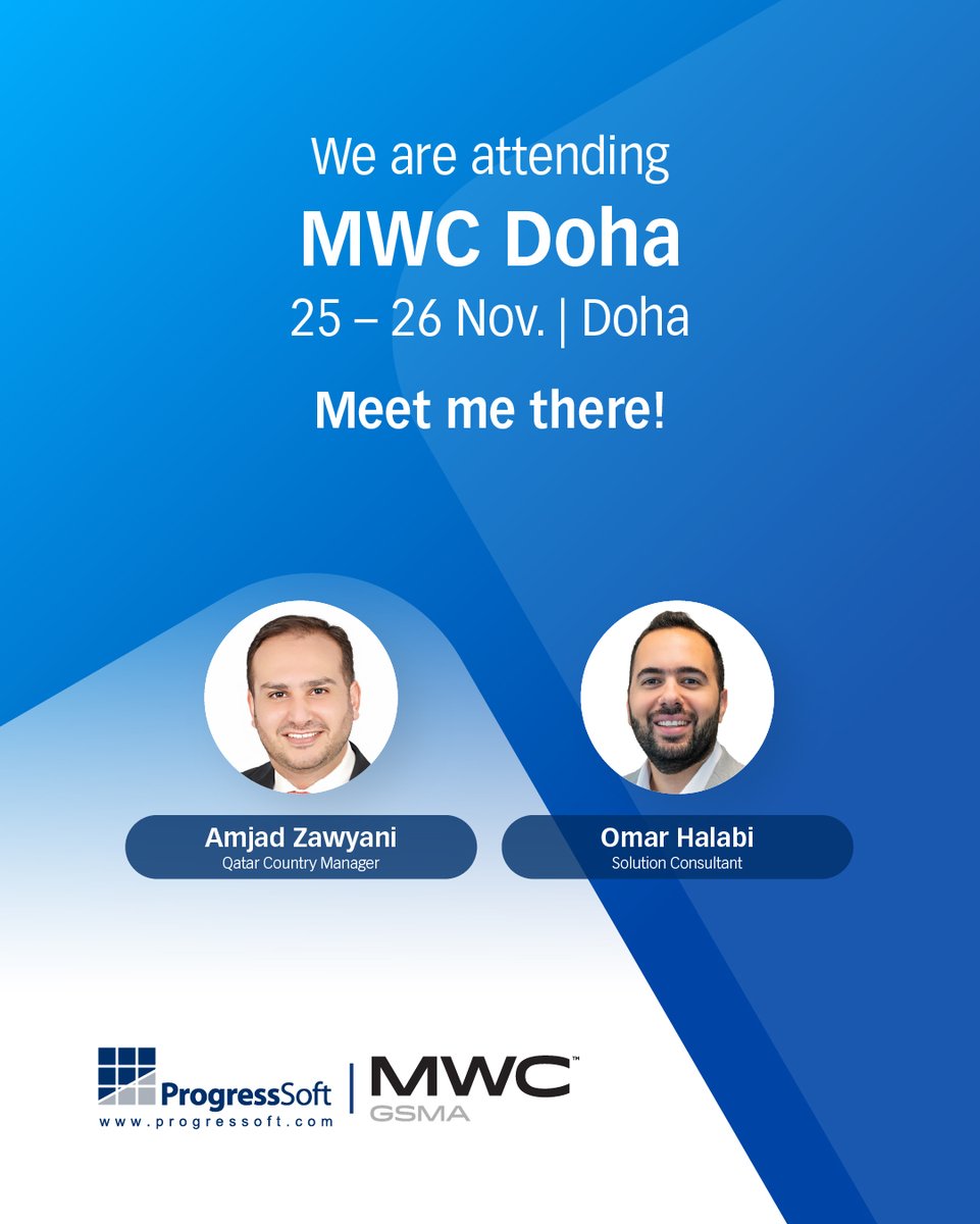 We’re attending <a href="/MWCHub/">MWC</a> Doha 2025 on November 25–26! We will be showcasing next-generation payment solutions that drive AI innovation, intelligent economies and connected industries. We look forward to engaging with global leaders. #ProgressSoft #MWCDoha #AI #IntelligentEconomies