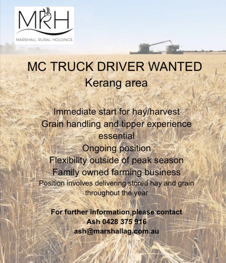 It’s that time of year when everyone is looking for someone but we have an ongoing MC truck driver position going in our family farming business. Retweets welcome!  🚜🌱