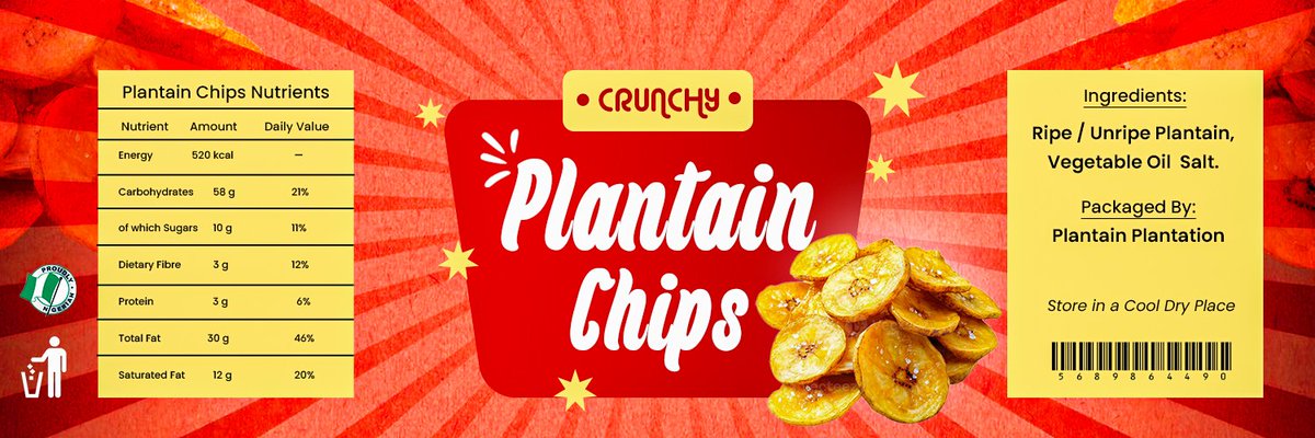 XpressPixels's tweet image. Day 81 - Today’s design takes a delicious turn. We’re serving up creativity with a Plantain Chips Label Design! 😋✨

And yes, the full tutorial is LIVE on our YouTube channel (Xpress-Pixels)! 
#photoshop #photoshoptutorial #GraphicDesign #XpressPixels #100DaysDesignChallenge