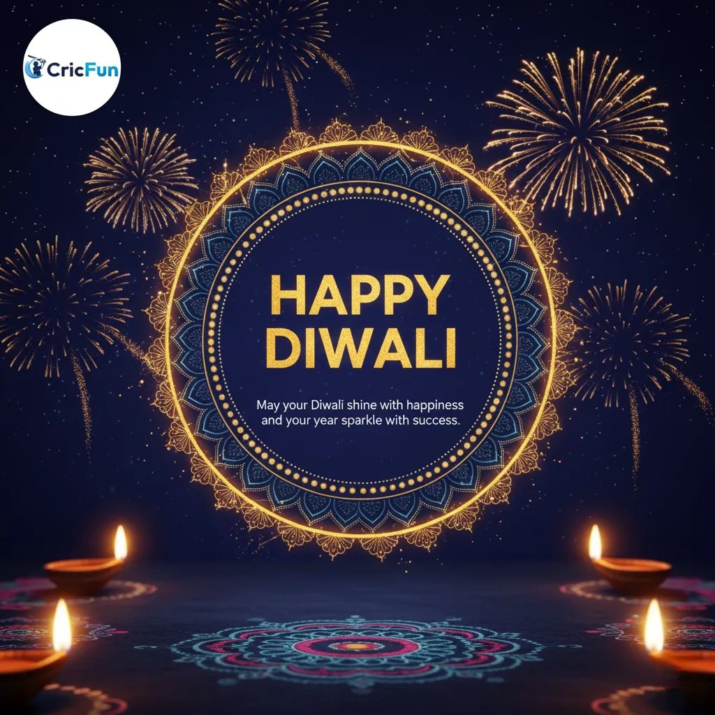 CricFunApp's tweet photo. #HappyDiwali to all our #CricFun enthusiasts!🏏
May your festival be filled with the brightest lights, the sweetest treats.💙
Let the celebrations begin! 🪔🎇 

#Diwali #FestivalOfLights #Cricket https://t.co/WbOqR03AGZ