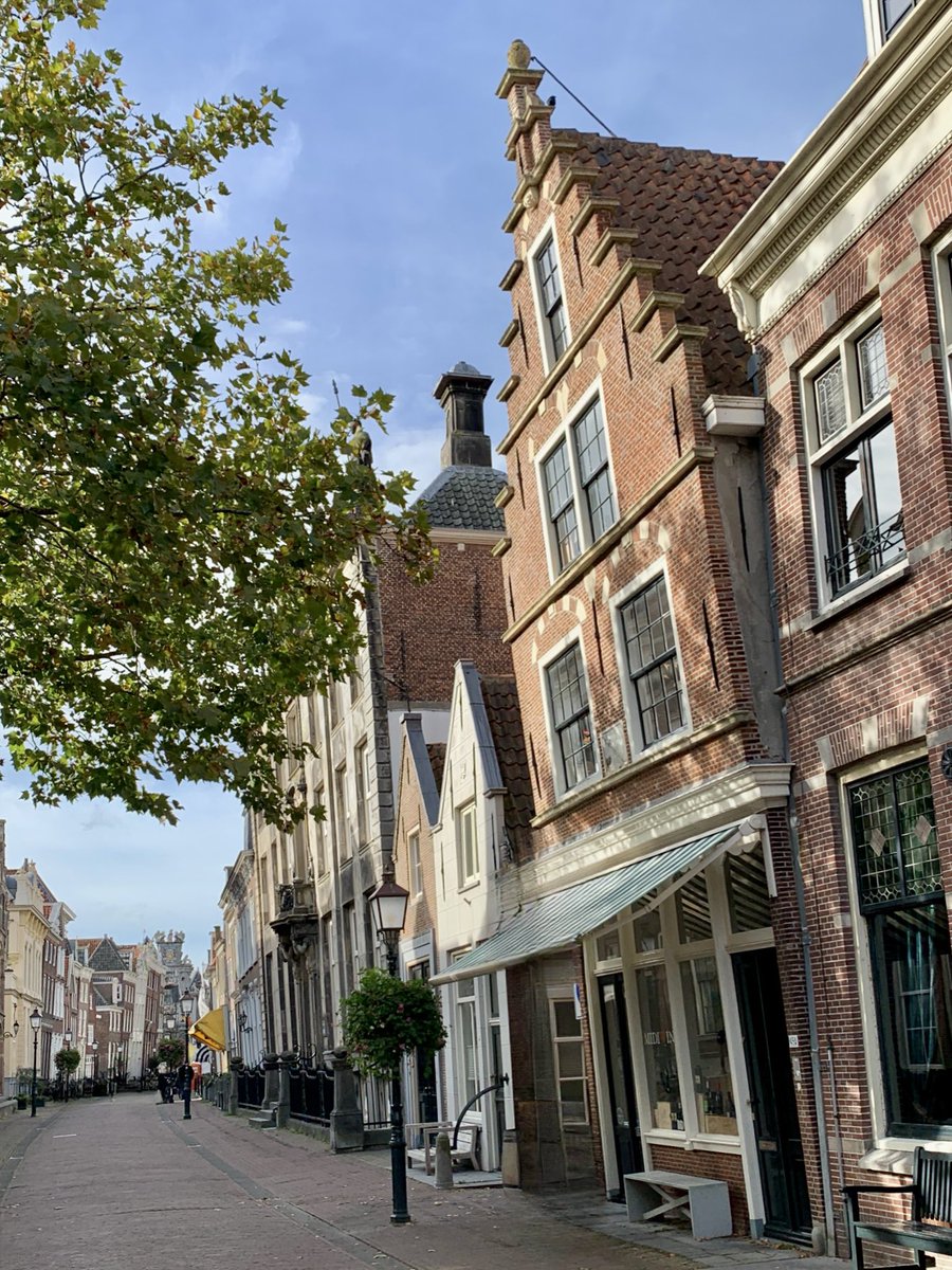 meitje01's tweet image. Dit 17e eeuwse woonhuis aan de Grote Oost in Hoorn is zoals dat heet ‘op vlucht gebouwd’. De gevel leunt licht voorover, een bouwkundige techniek om regenwater af te voeren en de fundering te ontlasten, typisch voor veel huizen in deze middeleeuwse straat. 
Fijne maandag ☔️