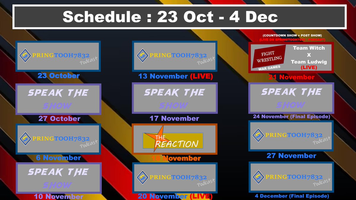 Springtooh7830's tweet image. 23 OCTOBER - 4 DECEMBER | THE LAST SCHEDULE UPDATE OF 2025

Link : youtube.com/@SpringToohPod…