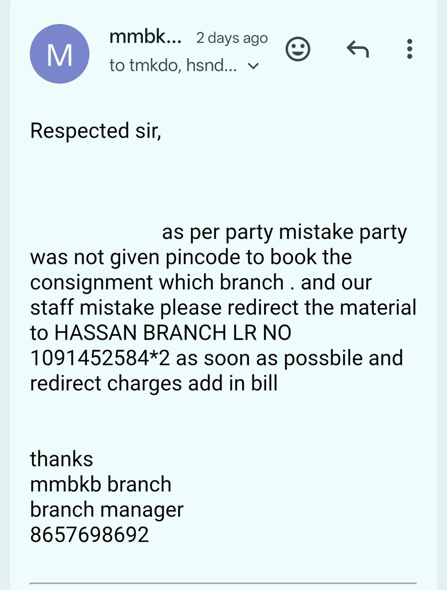 AymanBags76744's tweet image. @VRL_official  #CustomerSupport #CourierIssue #LogisticsProblem #ParcelDelay Because of your staff’s mistake, my parcel was sent to the wrong location.
Why should I pay extra charges for that?
If the pincode was missing, you should have called on the given number to confirm.
