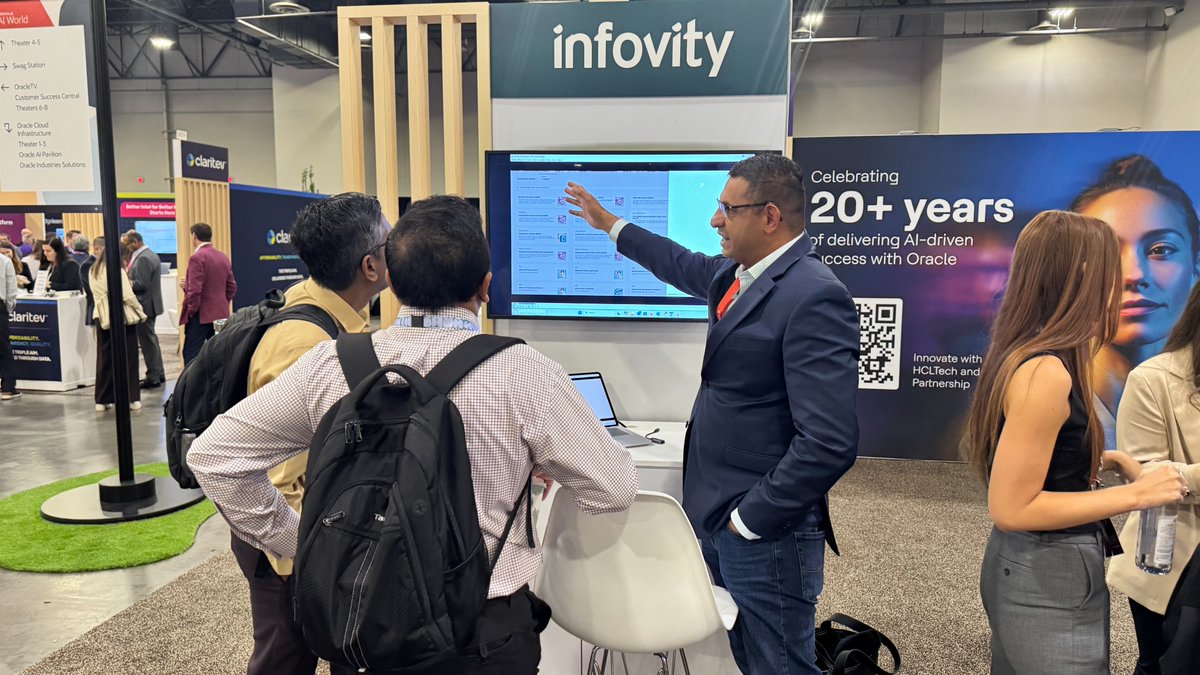 Infovity's tweet image. #Day1 #OracleAIWorld2025 #Booth7007 
Day 1 at #OracleAIWorld was buzzing with energy! Our booth was full of engaging conversations, live #AI demos, and opportunities to showcase our expertise. #Infovity #Oracle #OracleAIWorld #AIWorld #LasVegas #CloudExperts #InnovationInAction