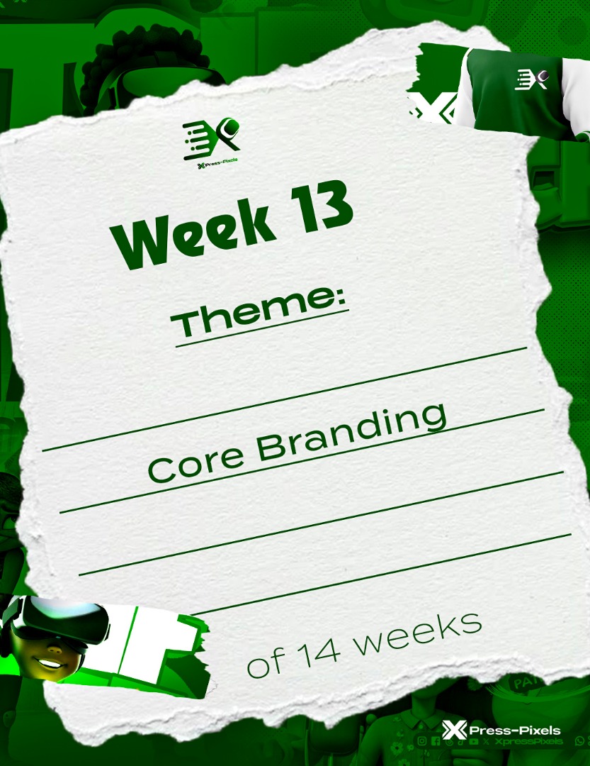 XpressPixels's tweet photo. Hurray! Week 13 is here! 🎉
We’re just a step away from completing our incredible 100 Days Graphic Design Challenge, and this week; CORE BRANDING! 💼🎨

Don’t forget, all tutorials from Day 1 to now are available on our YouTube channel, Xpress Pixels,l! 🎥 https://t.co/9TXusxazyB
