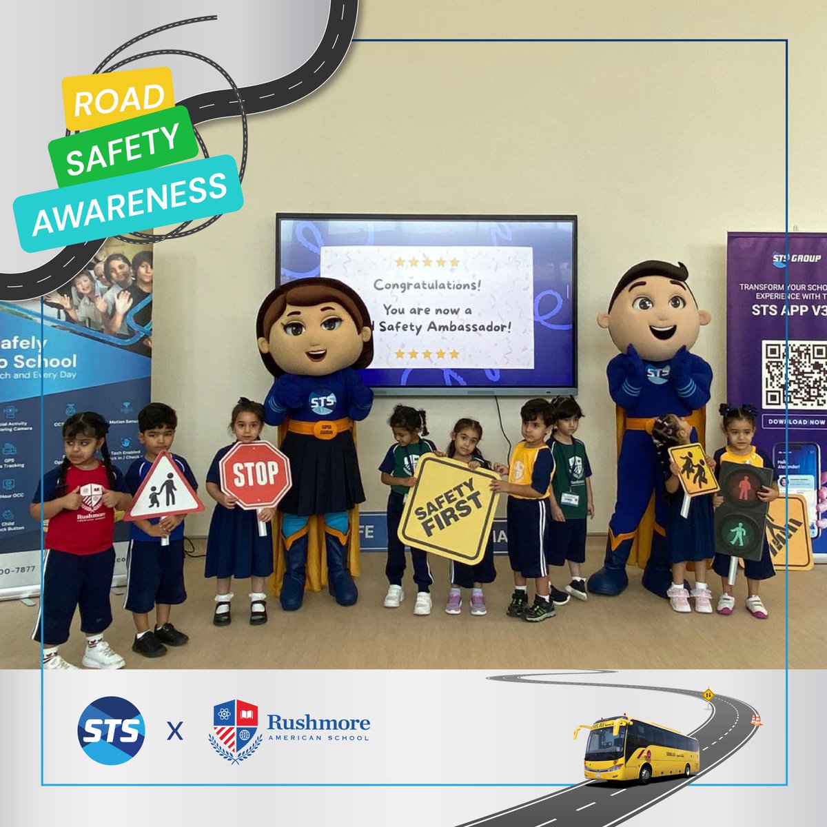 sts_gcc's tweet image. We were delighted to host a Road Safety Awareness session at Rushmore American School, empowering students with essential knowledge about safe travel practices. 🚍💛
#STSGroup #SchoolTransport #CommunityEngagement #RushmoreAmericanSchool #SafeJourneys #RoadSafetyAwareness…