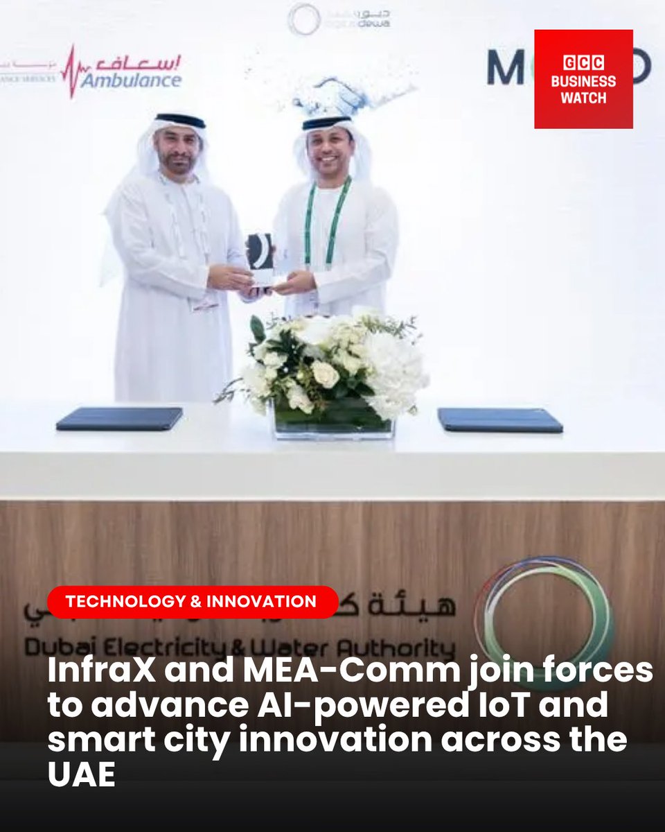 InfraX &amp; MEA-Comm partner to drive industrial IoT innovation in UAE, integrating AI, edge computing &amp; digital twins for smart city transformation. 
Read the Full Story: 
gccbusinesswatch.com/news/infrax-an…