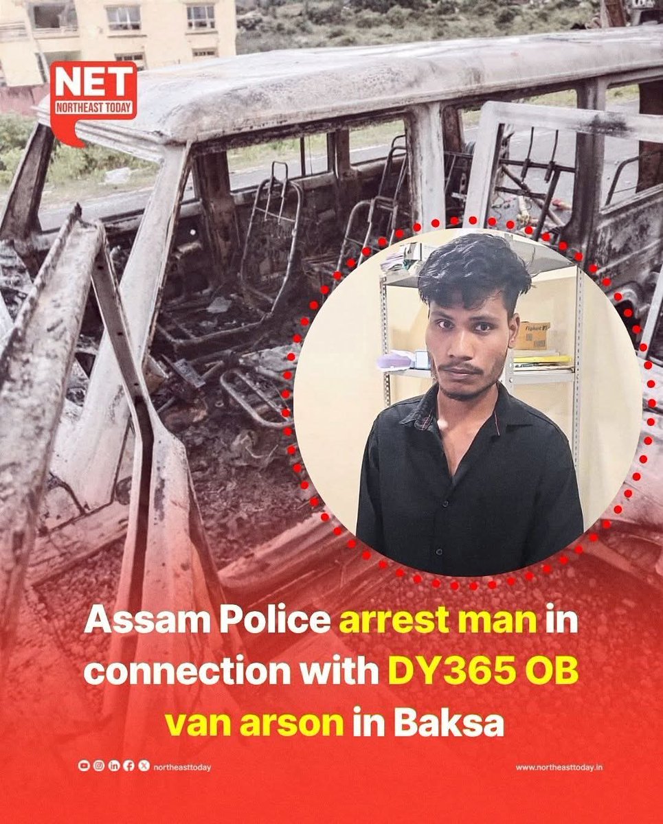 NabaKumarRay124's tweet image. #NetSnippet | Assam Police on Friday arrested Md Rasim Ali, son of Majnu Ali of Ahopa, in connection with the burning of a DY365 OB Van in Baksa on Wednesday. He was identified from visuals showing him near the incident site.
During questioning, Rasim Ali reportedly stated that…