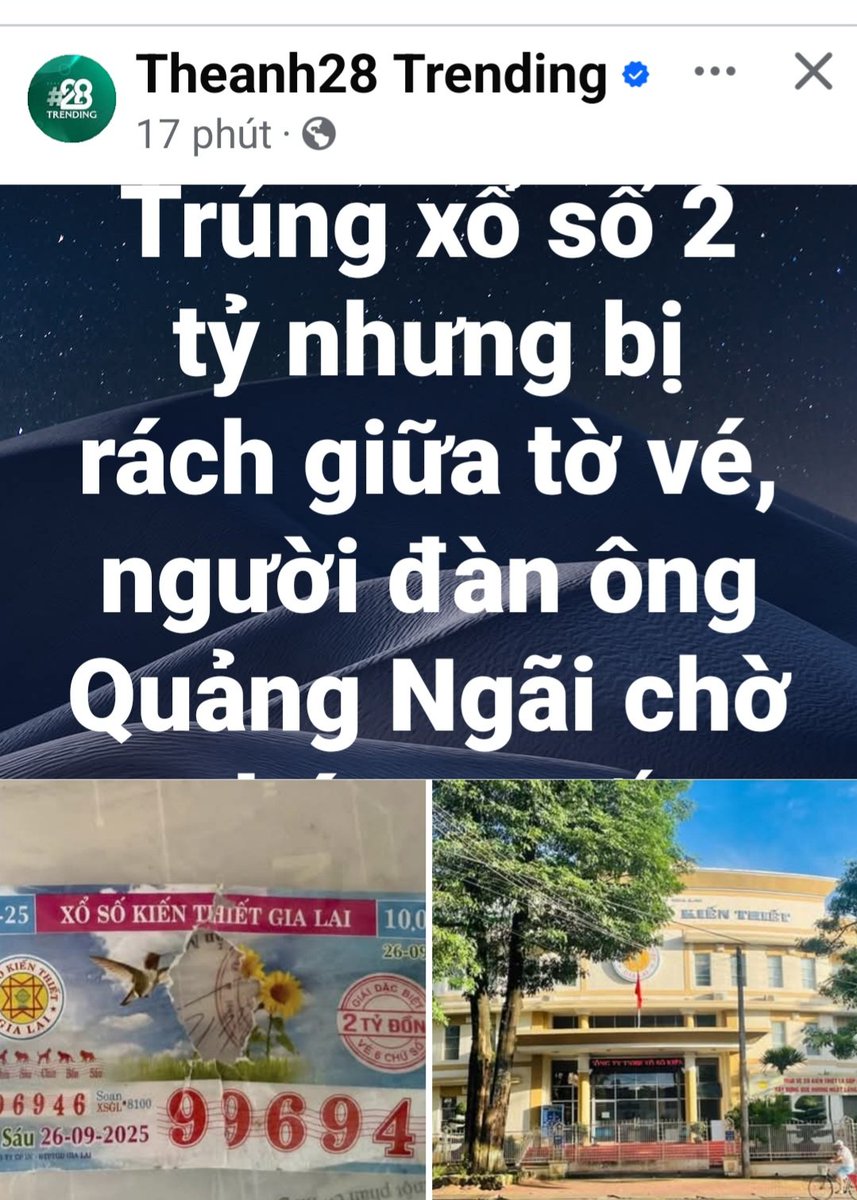 🔥 Người đàn ông Quảng Ngãi trúng vé số nhưng vì làm rách ở giữa nên phải chờ phán quyết.