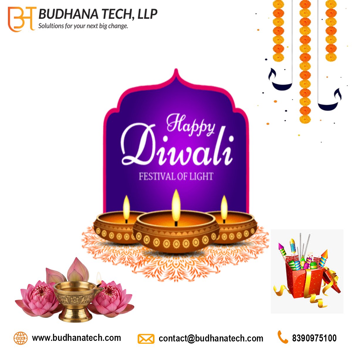 BudhanaTech's tweet image. Budhana Tech LLP wishes you and your family a very Happy Diwali!
May the festival of lights bring prosperity, happiness, and success to all.
Let’s continue to shine bright and spread positivity together. 💫
#HappyDiwali #Diwali2025 #FestivalOfLights #DiwaliCelebration