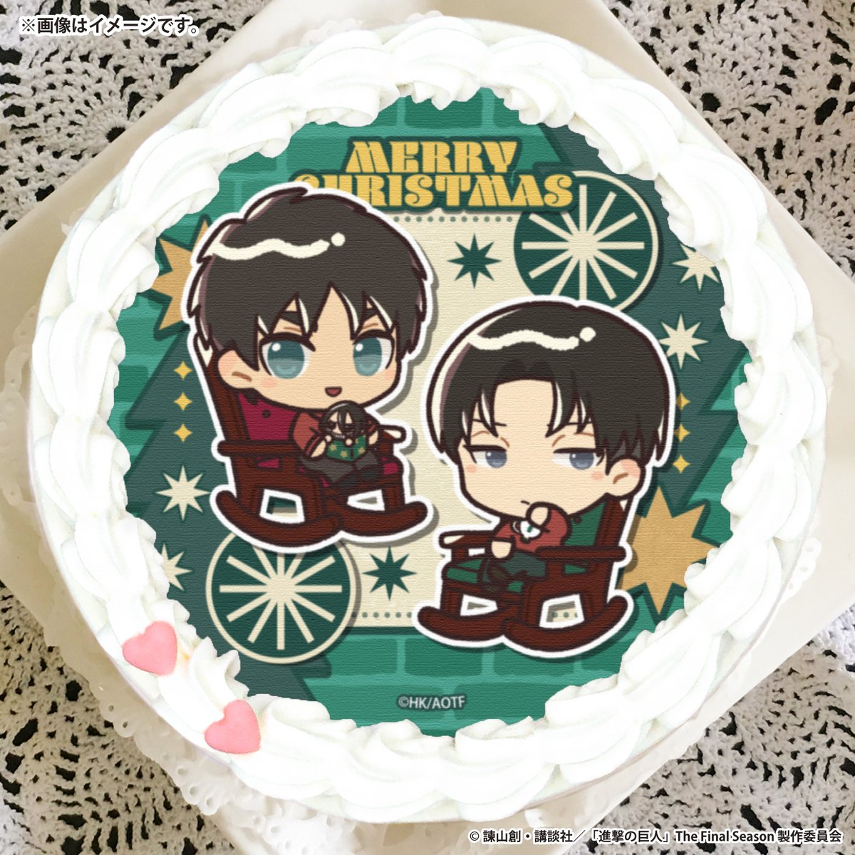happypriroll's tweet photo. ✨️TVアニメ『#進撃の巨人』✨️
🎄Christmas Cake 2025🎄

描きおこしミニキャライラストを使用したクリスマスケーキが今年も登場！！

エレンたちと穏やかなXmasをお楽しみください🎁❄

詳細は➡https://t.co/74HJmhOKMU

期間限定の早期ご予約割引実施中です🎶

#shingeki https://t.co/LTrwuuLG2V