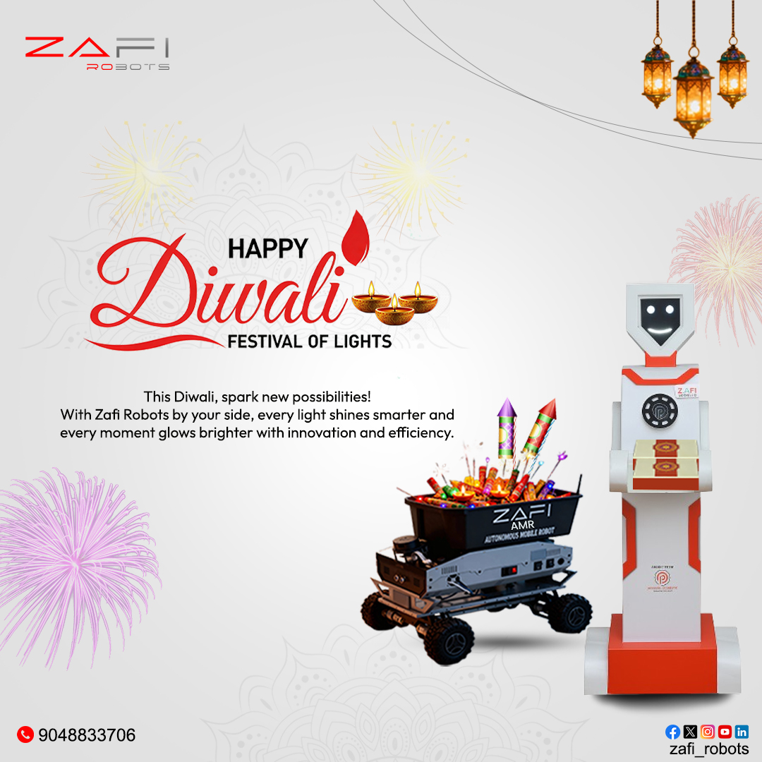 ZafiRobots's tweet image. This Diwali, let innovation light up your celebrations!💡
With Zafi Robots, every spark shines smarter and brighter — blending technology with the spirit of Diwali. 🪔🤖
Wishing you a Happy Diwali! — Mubeen Rahiman
 #ZafiRobots #Innovation #Diwali  #Robotics #LightUpWithZafi