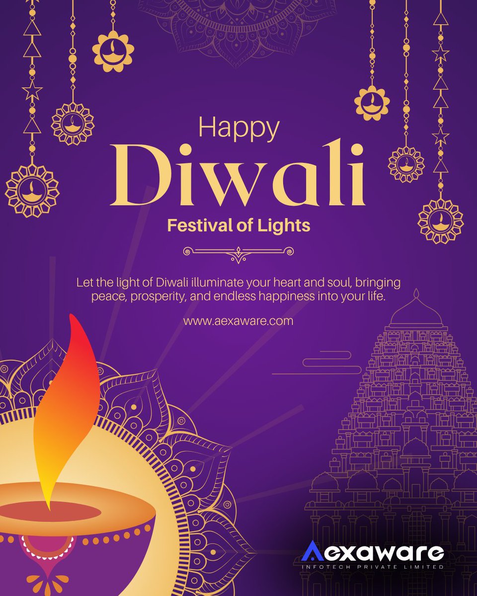 aexaware's tweet photo. ✨ May this Diwali light up your path with peace, prosperity &amp; purpose!
From all of us at #Aexaware, Happy Diwali 🌟
#HappyDiwali #FestivalOfLights #InnovationWithHeart https://t.co/CngkLfs6gj