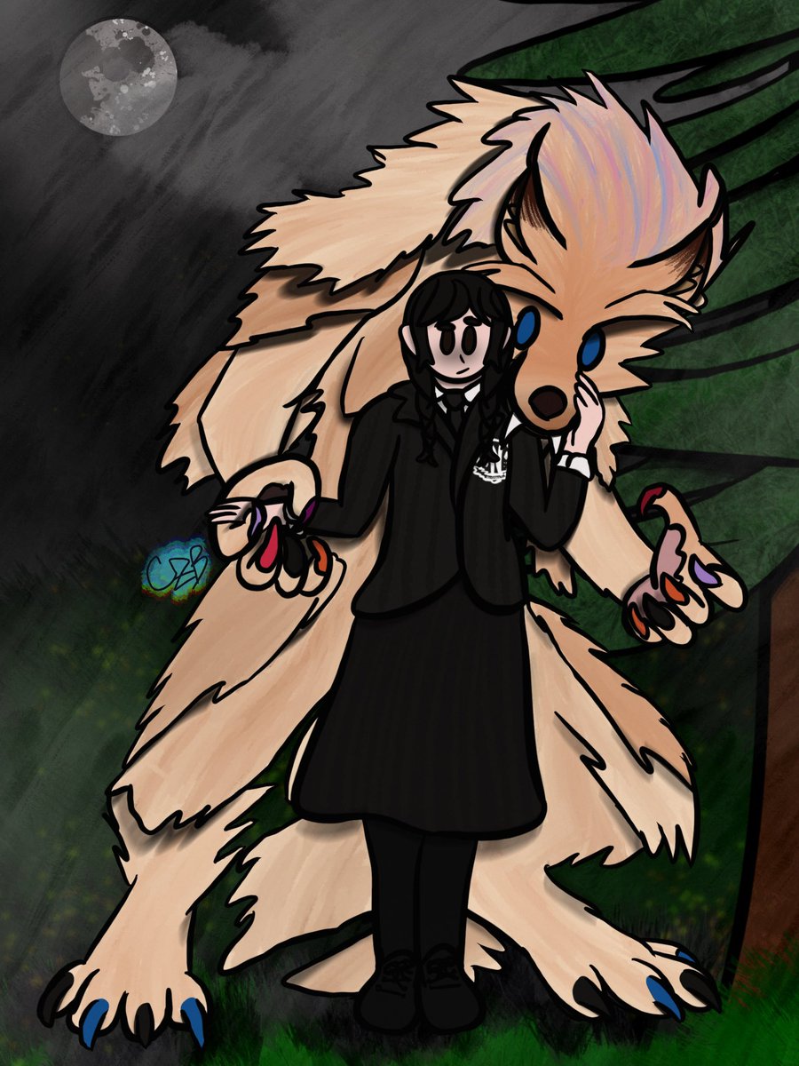 Day 20, Moon 🌕 
#wenclair #wenclairtober2025 #enidsinclair #wednesdayaddams