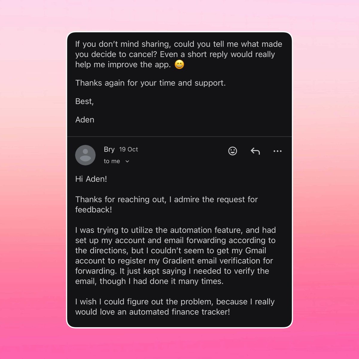 techbyaden's tweet image. Super slow weekend for me. Took a long break, reached out to some customers for feedback.

It’s worrying how many customers actually face issues setting up my app… probably need to relook into my setup guides.

How are you guys collecting feedback?