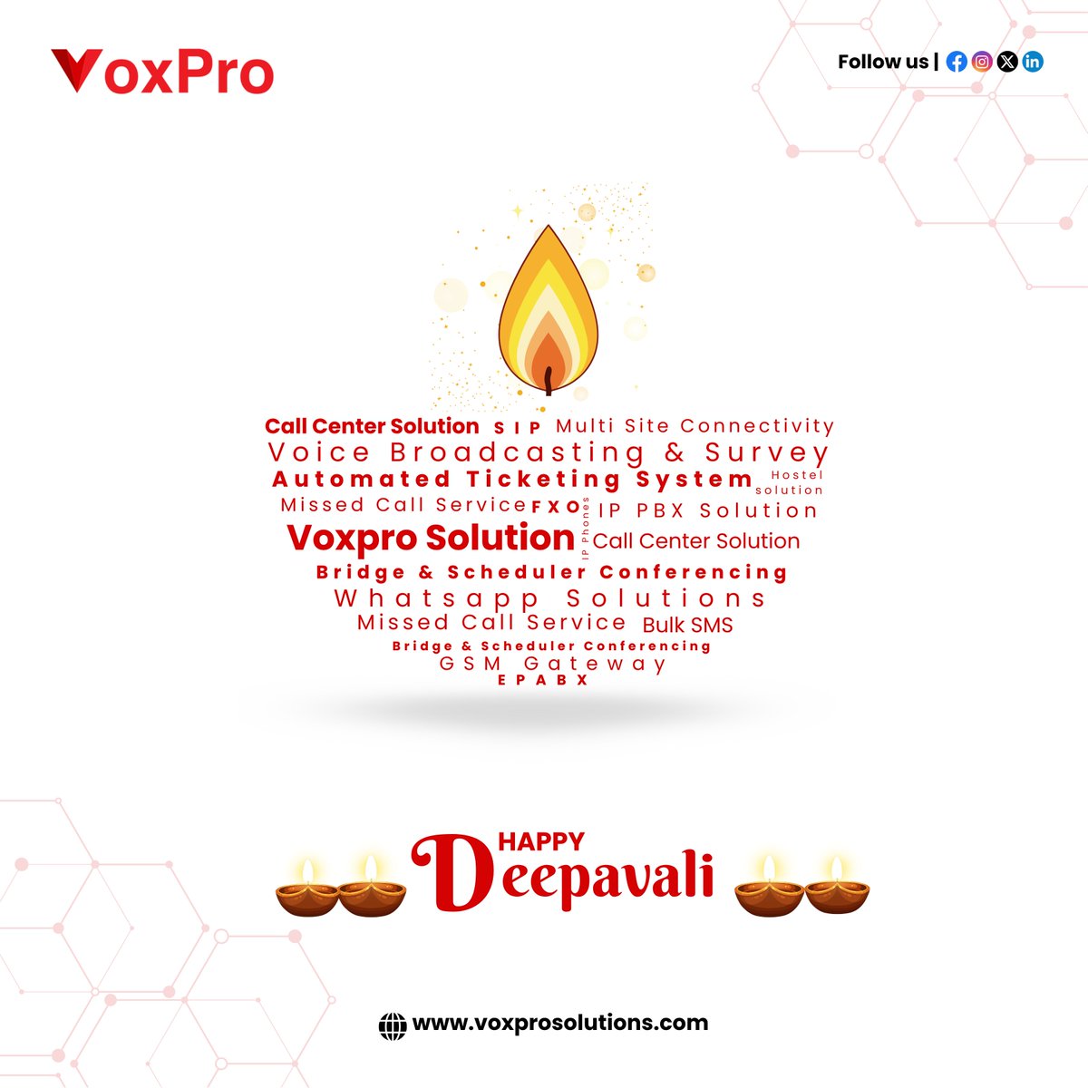 VoxPro_'s tweet image. 🌟 This festive season, let brighter connections spark new beginnings!
Happy Deepavali from Voxpro Solutions.

#voxpro #voxprosolutions #happydeepavali #happydeepavali2025 #deepavali2025 #deepavali #deepavalidecorations #deepavalidecor #deepavaligifts #deepavalicelebrations