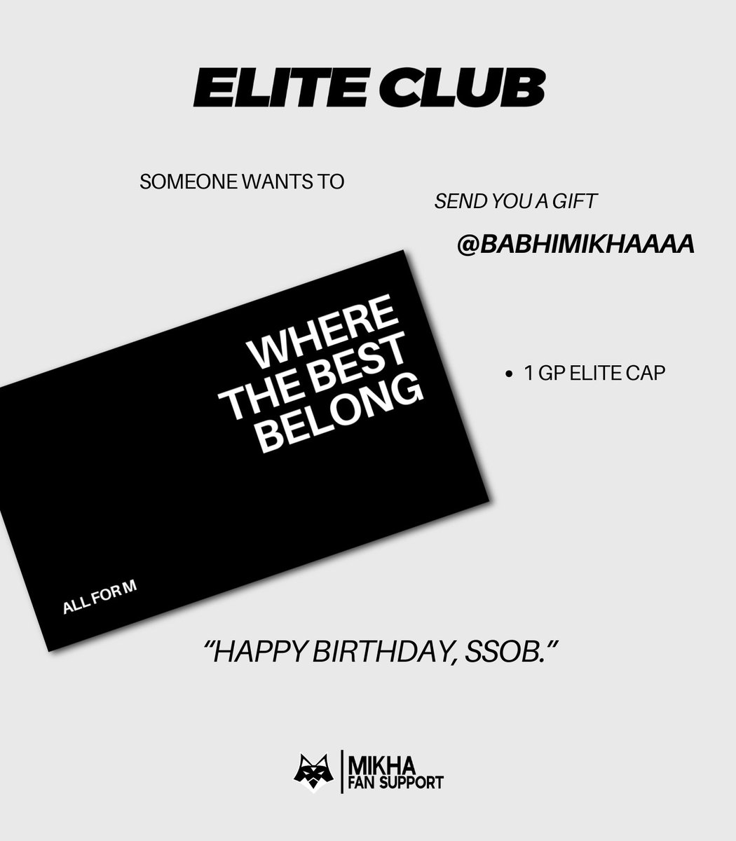 mikhalitesfs's tweet image. Hi @BabhiMikhaaaa! Someone wants to surprise you with a gift 😉

They bought you (1) GP Elite Cap 🤭

📩 Message from the sender:

“Happy birthday, ssob.”

Kindly send us a DM so Moxy can arrange your Moxylivery. 😊

#EliteClubSDM 
#MIKHAfiedtilBINIfied
#MikhFS_Merch