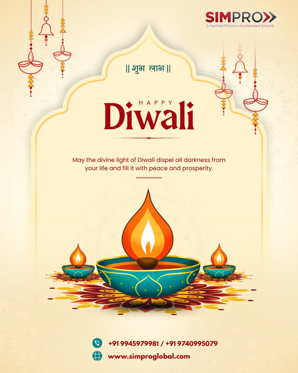 Simproglobal's tweet image. ✨ Happy Diwali! ✨
May the light of Diwali bring joy, prosperity &amp;amp; growth to your life and business.
 Wishing you success, positivity &amp;amp; new beginnings.
#HappyDiwali #SIMPRO #FestivalOfLights #Prosperity