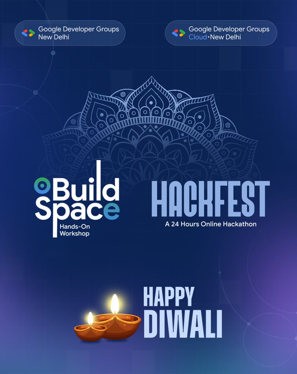 gdgcloudnd's tweet image. Wishing you a Sparkling &amp;amp; Innovative Diwali! 🪔

  Join GDG New Delhi for BuildSpace - a hands-on workshop, and HackFest - a 24hr online hackathon. Let’s code, collaborate &amp;amp; create magic! 📷

  Join here:- gdgcloudnd.short.gy/hackfest-agora 
#HappyDiwali #Hackathon #BuildSpace #celebration