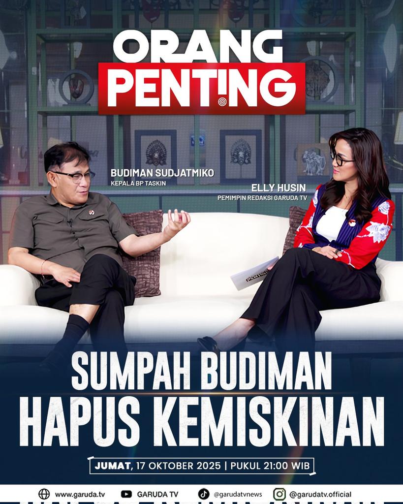 Salah 1 prioritas Presiden @Prabowo &amp; Wapres <a href="/gibran_tweet/">Gibran Rakabuming</a> adalah mengentaskan kemiskinan. Di sini saya jelaskan strategi &amp; langkah2nya. Twips bisa simak perjalanan saya &amp; BP Taskin, badan yg saya pimpin dlm dialog di <a href="/garudatvnews/">Garuda TV</a> ini youtube.com/live/qGWMRpgEe…