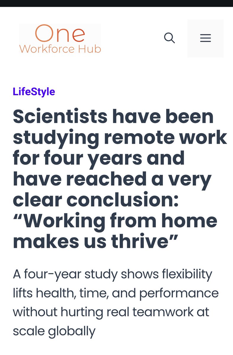 1goodtern's tweet image. "Scientists have been studying remote work for four years and have reached a very clear conclusion: “Working from home makes us thrive”"