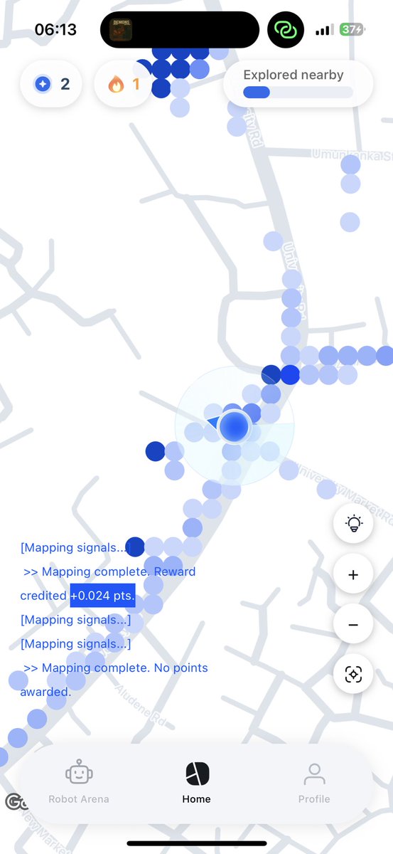 .<a href="/openmind_agi/">OpenMind</a> is the first robotics project on Kaito

what I did so far:

• installed the app
• walked around my apartment a little and earned 2 points

you earn points for helping the AI map out the environs

you see the points get added and updated in real time 

what I will