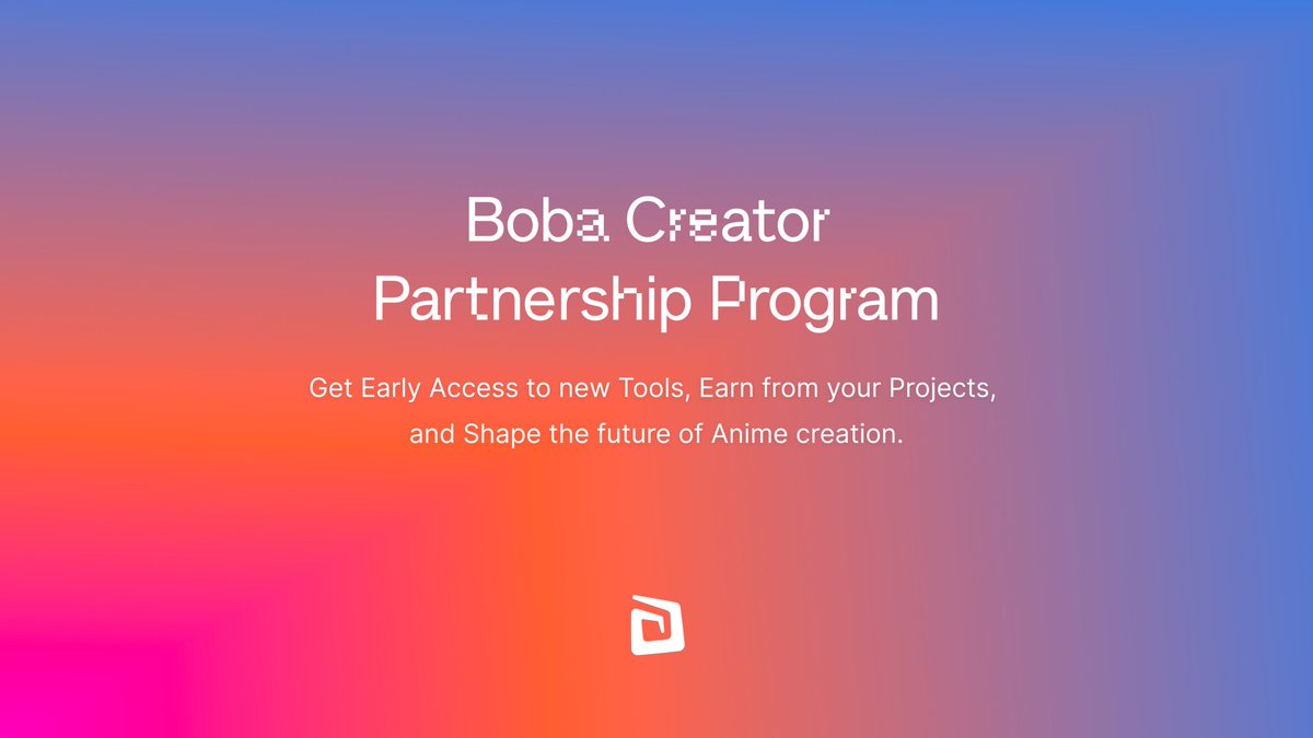 BobaVideo's tweet image. We’re excited to announce the official launch of the Boba Creator Partnership Program (CPP).
Accepted creators will receive 5,000 free credits each month to create with Boba Anime 1.4 + early access to our latest models.
Apply now 👉 forms.gle/uyA2aVnWLVw6Xc…