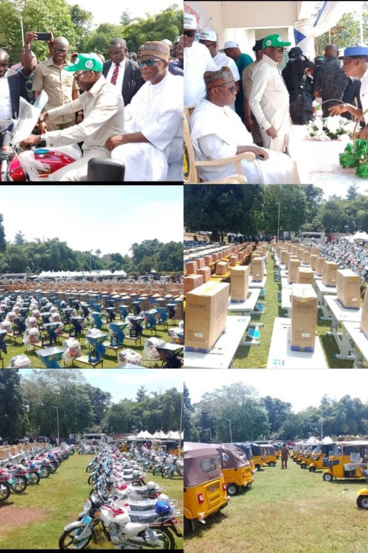 OSHIOMHOLE EMPOWERS CONSTITUENTS, DISTRIBUTES TRICYCLES, MACHINES, AND CASH GRANTS, SET TO COMMISSION NEW MODERN SCHOOL COMPLEX IN EDO NORTH