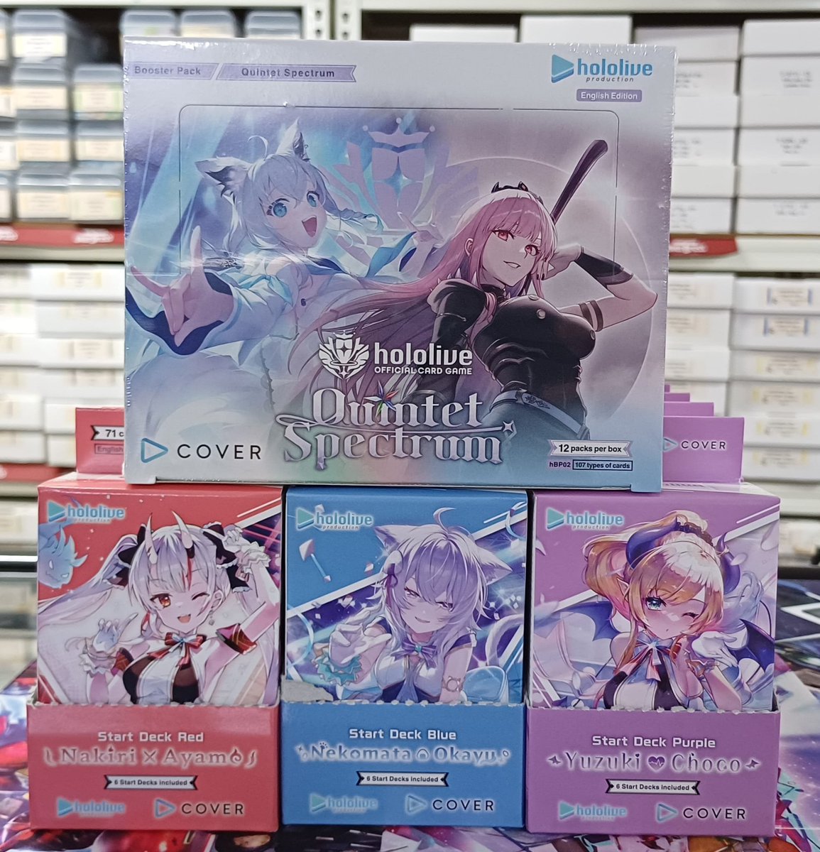 New Arrivals!🔥

EN Hololive OCG Set 2 – Quintet Spectrum is now available at Sentinel Games! 
📦Booster Boxes – $80 EA
🃏 Start Decks – $25 EA

Singles are also available in-store! Pick up your favourite Hololive cards to complete your decks or chase your oshi pulls! 🤟