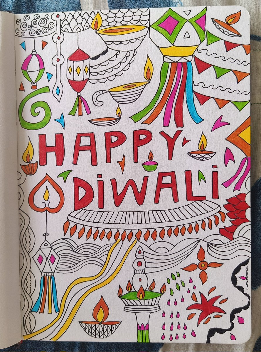 Shubh Deepawali 🎇
May the festival of lights bring lots of laughter, happiness and good health to you and your loved ones. 
#art #Diwali2025 #Diwali #doodle #India #festival #FestiveVibes #sketch #drawing