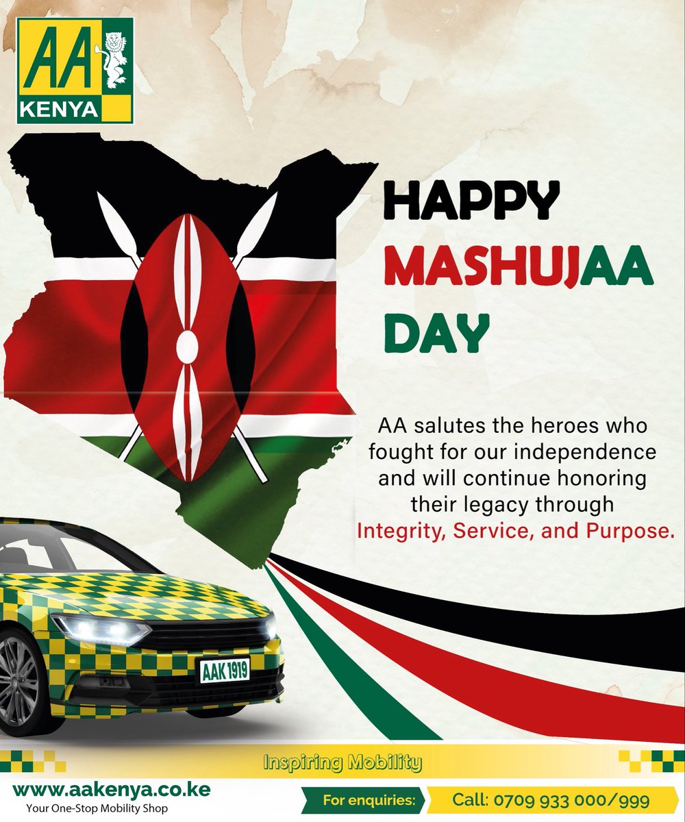 AA salutes the heroes who fought for our independence and will continue honoring their legacy through Integrity, Service, and Purpose.
Happy Mashujaa Day!
#AAKenyacares #MashujaaDay