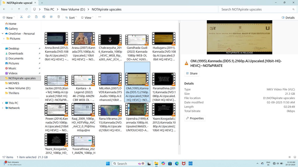 Comment largest movie file in your phone or laptop

Mine : OM - 21 GB