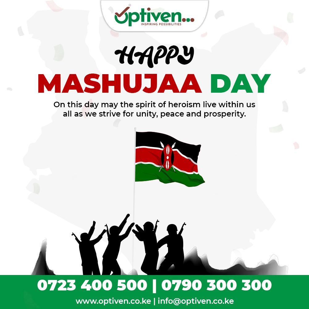 Wishing you a Happy Mashujaa Day! May we honor the bravery and sacrifices of our heroes. May their legacy inspire us to be bold, resilient, and united.

optiven.co.ke
 #MashujaaDay