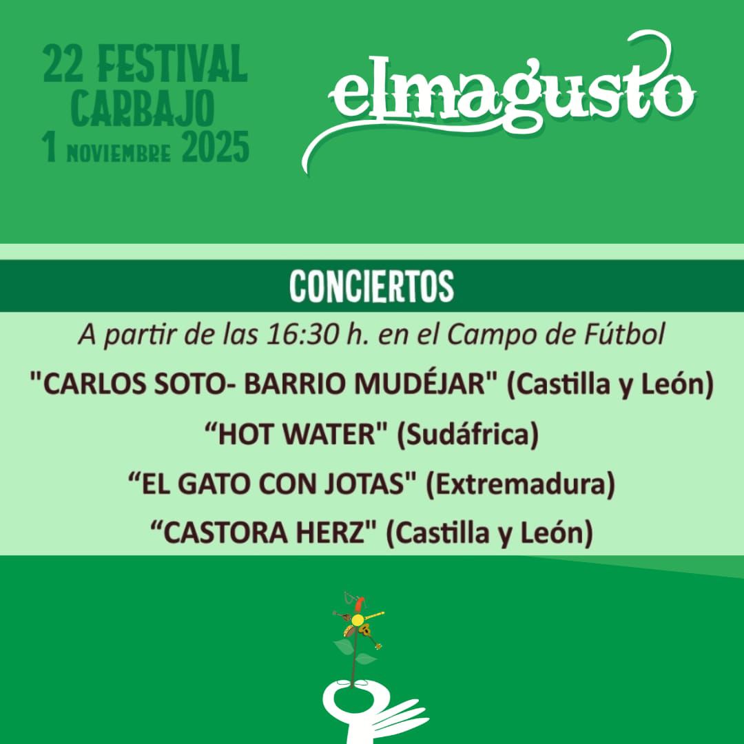 Ya tienes disponible el programa de la XII edición de nuestro Festival <a href="/ElMagustoFest/">Festival El Magusto</a>. Disfruta de gran variedad de actividades y de buena música en directo. Te esperamos este 1 de noviembre en Carbajo (Cáceres)🎉🍁🌰