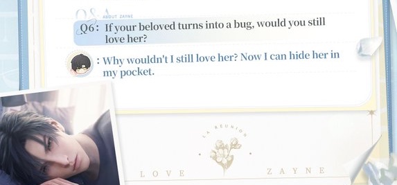 lovecatsanddie's tweet photo. @Kathyyyyx this reminds me of when zayne was asked if he’d still love us if we turned into a worm, and he was like “duh, i’d put her in my pocket” 😭🥺 https://t.co/6OWaS2opSa
