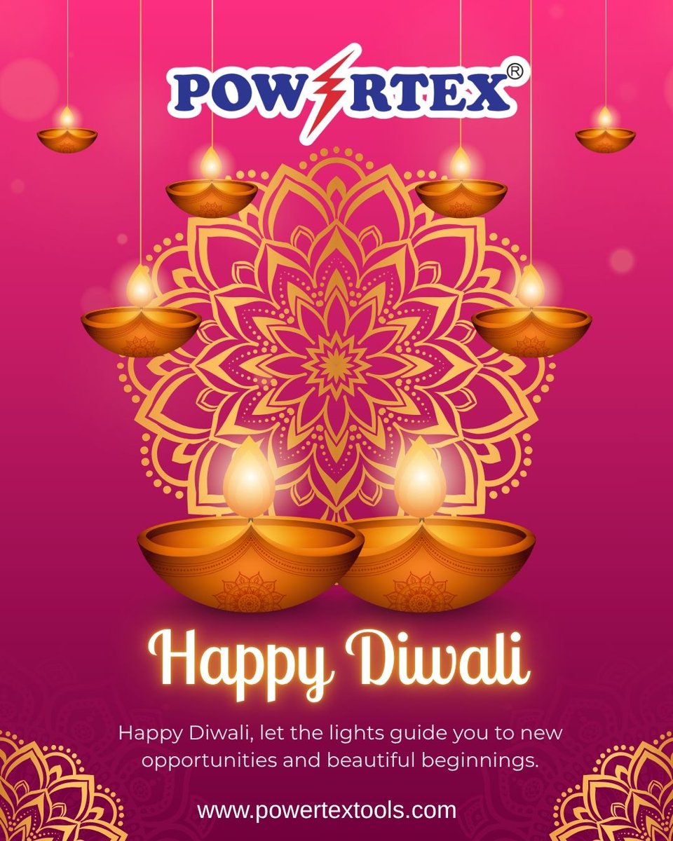 Powertex_tools's tweet image. ✨ Happy Diwali! 🪔

This Diwali, let’s brighten every corner with light, power, and positivity.
May your homes shine as bright as your dreams and your work spark with new energy ⚡💪
.
.
#HappyDiwali #Diwali2025 #DiwaliFestival #FestivalOfLights #DiwaliCelebration #DiwaliVibes