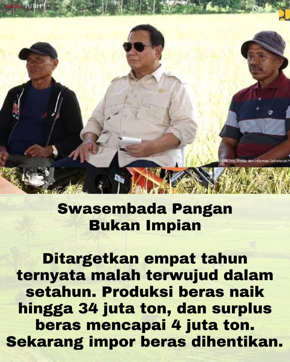 bahwa #SwasembadaPangan bukan impian, produksi beras naik hingga 24 ton,jadi indonesia gak perlu impor baras