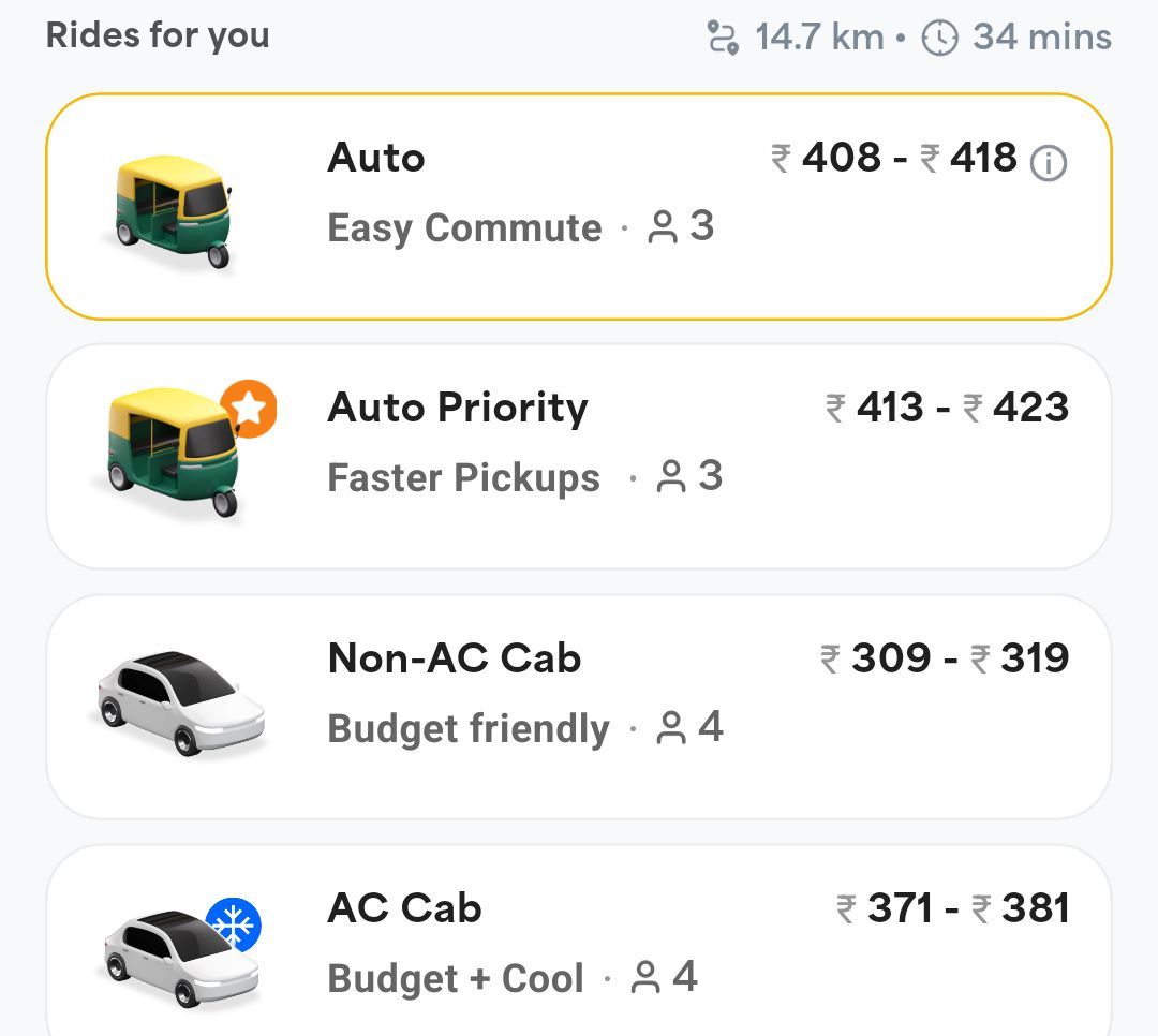 Cabs are cheaper than autos these days in some cities.