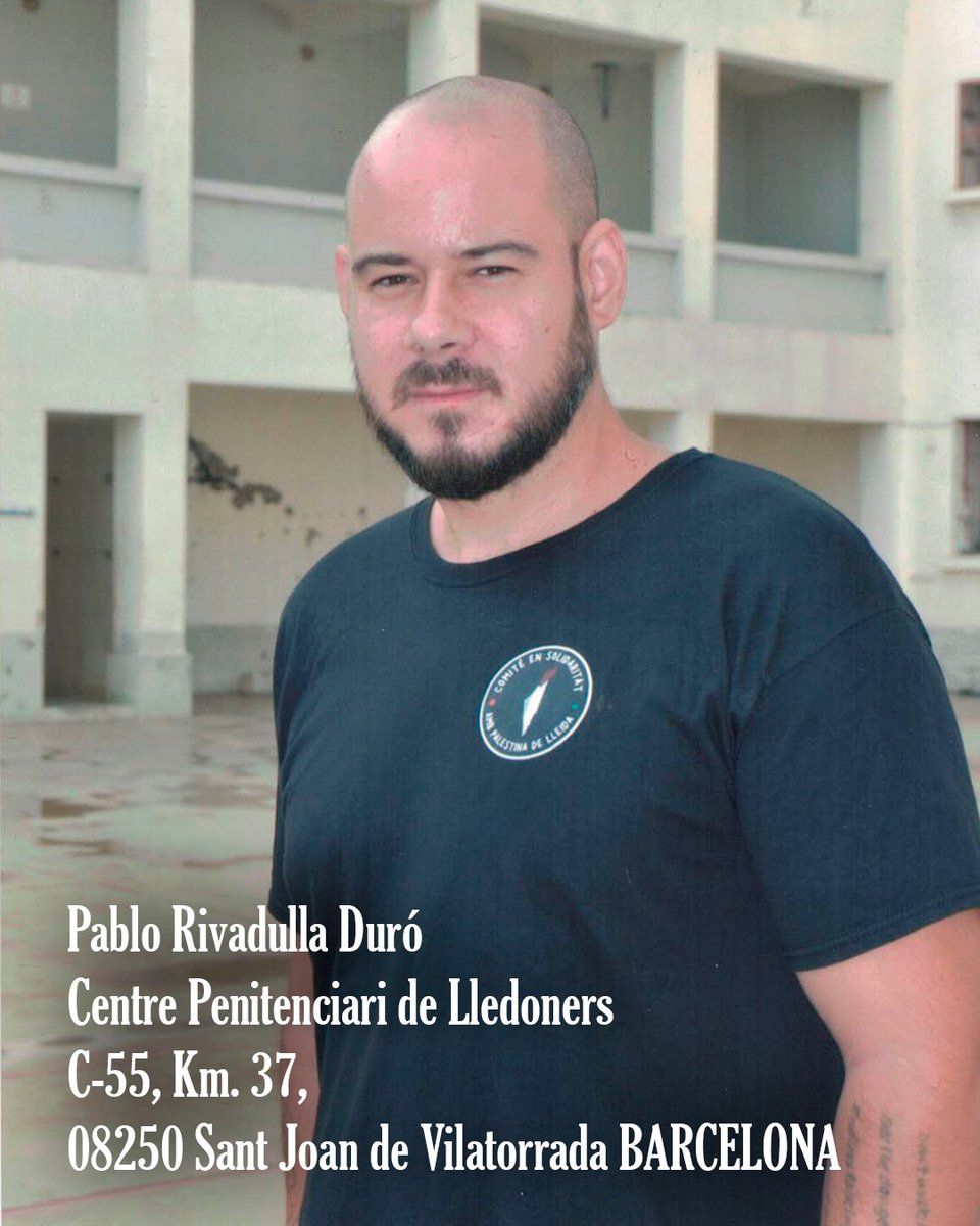 🔴 ATENCIÓ: Han traslladat a Pablo Hasél a la presó de Lledoners ❗

📝 Nova direcció per escriure-li cartes:

Pablo Rivadulla Duro
Centre Penitenciari de Lledoners
C-55, km. 37,
08250 Sant Joan de Vilatorrada (BARCELONA)