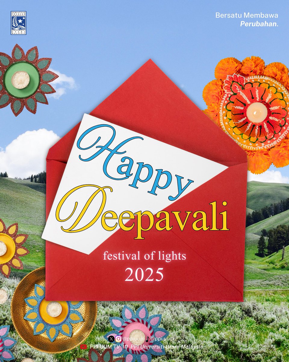 ppiuum's tweet image. PPI UUM mengucapkan Selamat Menyambut Deepavali kepada seluruh teman-teman yang merayakannya.

Semoga cahaya Deepavali membawa kedamaian, kebahagiaan, dan harapan baru bagi kita semua. ✨