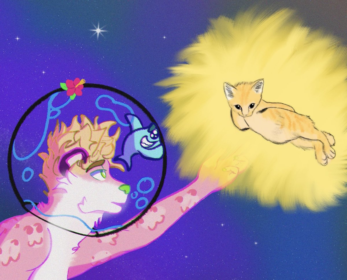 GoobyFun's tweet image. Reaching for the Stars pt 2

Featuring Clancy the Snow Leopard, Lance the Shark, and Eupert the kitten full of soup

#furry #furryart