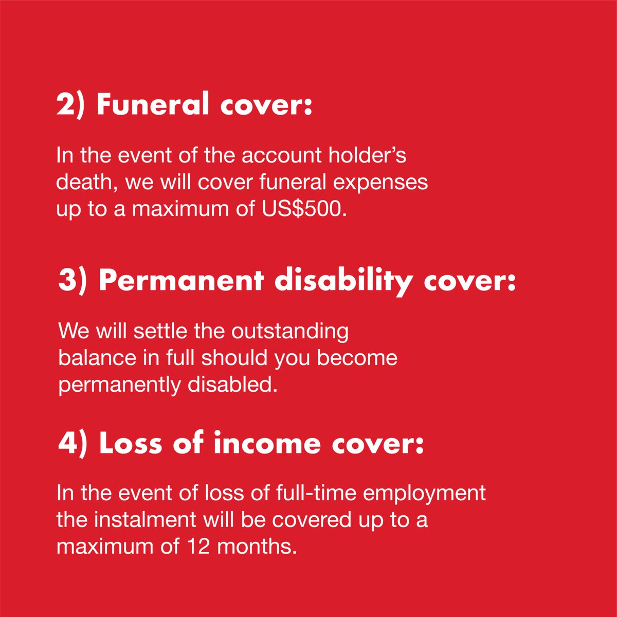 TvSalesandHome's tweet image. When you open a credit account with us, you will receive free accidental loss insurance and funeral cover, and here is everything you need to know about the insurance coverage.

Apply online here: tvsales.co.zw