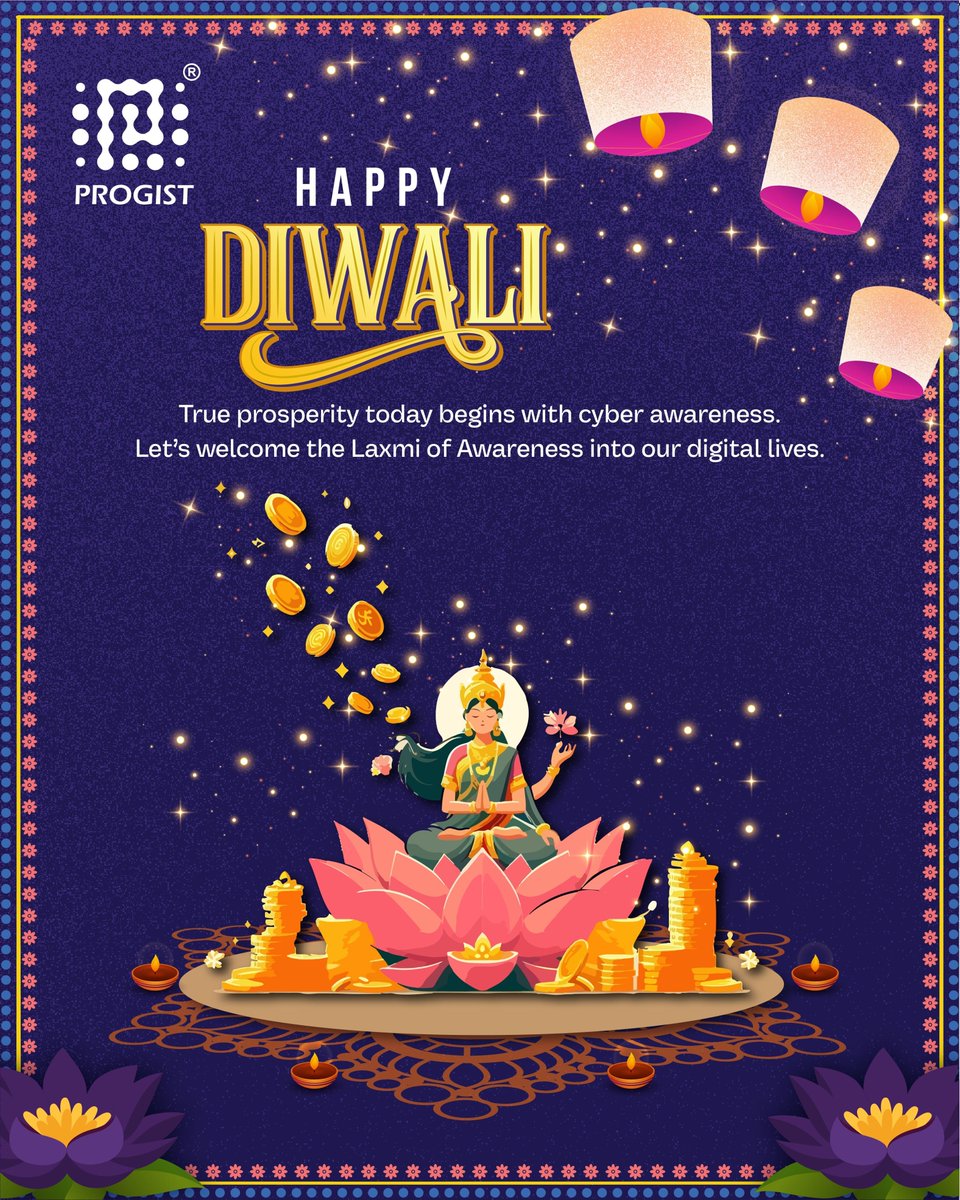 _Progist_'s tweet image. Wishing you a Diwali filled with light, laughter, and lasting prosperity.
As you celebrate new beginnings, may your digital spaces stay as safe and bright as your festive ones.
✨ Happy Diwali from all of us at ProgIST.

#HappyDiwali #CyberSafeDiwali #DigitalProsperity