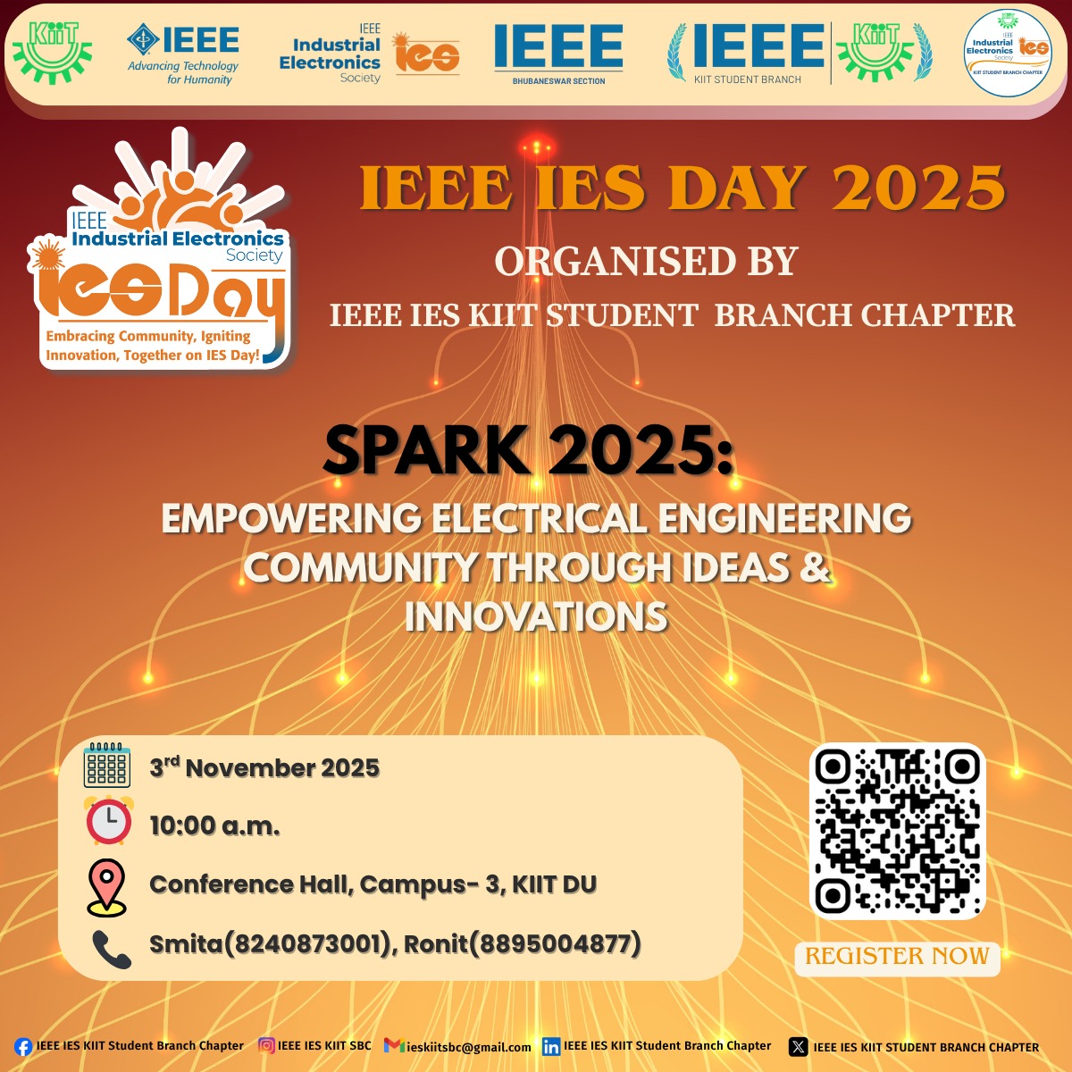 ieeeIes_kiitsbc's tweet photo. IEEE IES KIIT presents SPARK 2025 for IES Day!
Nov 3, 2025
KIIT-DU, Campus 3
Join offline tech talks & panels.
Free for all!
Present your PPT.
Discuss solo or in groups.
Share ideas & innovate!
#IEEEIES #SPARK2025 #IESDay2025 #IEEEKIIT #KIITDU #Innovation #TechTalks https://t.co/Qcl0nP6YXU
